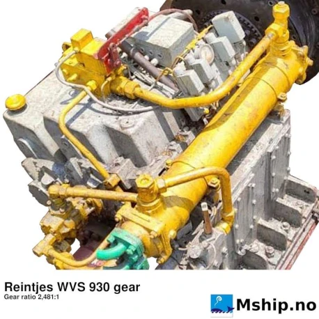 Reintjes WVS 930 — Manufacturer: REINTJES, Model: WVS 930, Serial number: 64320, 64321, 64322 ,64323 - four identical gears available, Year: 2001, kW: 1800, RPM: Input side 1800, Output side 726, Rotation direction: Input side CCW,  output side CW, Other: Admissible input torque, 11460 Nm, Weight: 1040 kg, Gear type: FP  - normal reverse gear for fixed propeller blades, Gear ratio: 2,481:1