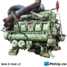 MAN D 2840 LE — Manufacturer: MAN, Model: D 2840 LE, Serial number: 4635584059A301, Performance specification: 583290/001/531687, Year: 1987, HP: 470 @1800 rpm / 635 @2300 rpm, kW: 346 @1800 rpm / 467 @ 2300 rpm, RPM: 1500 / 1800 / 2100 / 2300, Cylinder bore: 128 mm, Piston Stroke: 142 mm, Number of cylinders: 10, Displacement: 18,27 Liter, Cylinder configuration: V-engine, Rotation direction: CCW - Counter clockwise seen from aft, Fuel Type: Diesel, Class: DNV