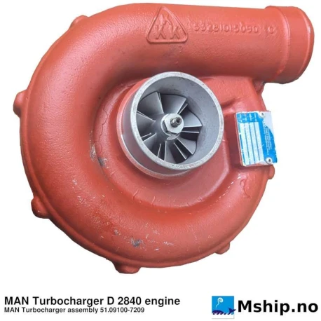 MAN Turbocharger assembly 51.09100-7209 — Manufacturer: MAN / KKK, Model: Turbo for MAN D 2840 engines, Manufacturers part number: 51091007209, Turbo model: KKK K28, Other: 53289706423