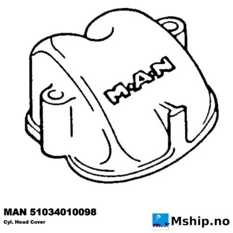 MAN Cyl. Head Cover  51034010098 — Manufacturer: MAN, Model: Cyl. Head Cover, Manufacturers part number: 51034010098, Other: Original MAN spare part.