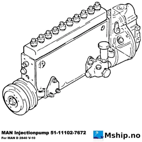 MAN Injection pump 51111027672 — Manufacturer: MAN, Model: MAN Injection pump for V-10 engine, Manufacturers part number: 51111027672, Performance specification: PE10P120A520/4LS3833, Other: Original MAN spare part.