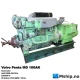 Volvo Penta MD 100AK — Manufacturer: Volvo Penta, Model: MD 100AK, Serial number: 63352, Performance specification: 14289, RPM: 1500 or 1800, Running Hours: 66257, Cylinder bore: 120,65 mm, Piston Stroke: 140 mm, Number of cylinders: 6, Displacement: 9.603 Liters, Cylinder configuration: In line, Fuel Type: Diesel, Other: Fitted with clutched PTO in front., Generator end type: AvK DISB 49/105-4 No 423804, Amps: 239, Volt: 230/400, HZ: 50 or 60, kVA: 95