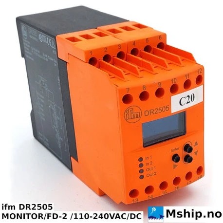 ifm DR2505 MONITOR/FD-2 /110-240VAC/DC — Manufacturer: ifm electronic, Model: DR2505, Manufacturers part number: MONITOR/FD-2 /110-240VAC/DC