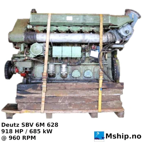 Deutz SBV 6M 628 — Manufacturer: Deutz, Model: SBV 6M 628, Alternative part number: SBV6M628, Serial number: 7432167, Year: 1986, HP: 918, kW: 685, RPM: 960, Cylinder bore: 240 mm, Piston Stroke: 280 mm, Number of cylinders: 6