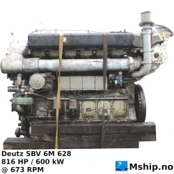 Deutz SBV 6M 628 — Manufacturer: Deutz, Model: SBV 6M 628, Serial number: 7106428, Year: 1985, HP: 816, kW: 600, RPM: 673, Cylinder bore: 240 mm, Piston Stroke: 280 mm, Number of cylinders: 6