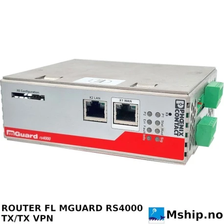 ROUTER FL MGUARD RS4000 TX/TX VPN — Manufacturer: Phoenix Contact, Model: FL MGUARD, Manufacturers part number: RS4000, Serial number: 2034539627, Class: DNV-GL Type Approved, Volt: 24