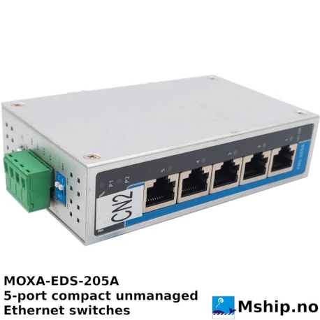 MOXA-EDS-205A 5-port compact unmanaged  Ethernet switches — Manufacturer: MOXA, Model: EDS-205A, Alternative part number: 1201002052011, Serial number: TAZA01131334