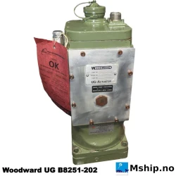 Woodward UG-Actuator Type B8251-202 — Manufacturer: Woodward, Model: UG-Actuator Type B8251-202, Manufacturers part number: B8251 202, Alternative part number: B8251202, Serial number: 12323555, Rotation direction: CW