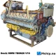 Deutz MWM TBD 620 V16 — Manufacturer: Deutz, Model: TBD 620 V16, Serial number: 2201953 and 2201954, Year: 2000, HP: 2501, kW: 1840 @1800 rpm, Cylinder bore: 170 mm, Piston Stroke: 195 mm, Number of cylinders: 16, Displacement: 70,8 Liter, Cylinder configuration: V-engine, Rotation direction: CCW - Counter clockwise seen from aft, Fuel Type: Diesel, Turbo model: ABB RR151-14    Two turbos, Class: Germanischer Lloyd, Weight: 6200 Kg