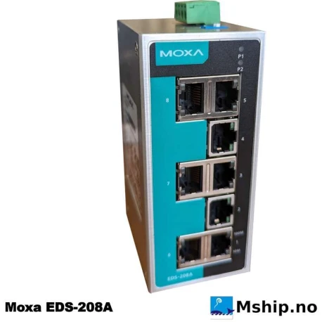 MOXA EDS-208A 8 port compact unmanaged  Ethernet switches — Manufacturer: MOXA, Model: EDS-208A, Manufacturers part number: 3093001000326, Volt: 12/24/48 Volt DC