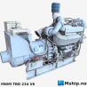 MWM TBD 234 V6 — Manufacturer: MWM, Model: TBD234V6, Serial number: 234.06.02568, RPM: 1500, Cylinder bore: 128 mm, Piston Stroke: 140 mm, Number of cylinders: 6, Displacement: 10,8 Liter, Cylinder configuration: 60° V, Rotation direction: CCW - Counter clockwise seen from aft, Fuel Type: Diesel, Generator end type: Stamford MHC434C2 No C049078/01, Amps: 504, Volt: 230, HZ: 50 Hz, kVA: 200, cos φ: 0.8