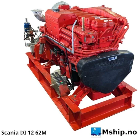Scania DI 12 62M — Manufacturer: Scania, Model: DI 12 62M, Alternative part number: DI1262M, Serial number: 6631543, Year: 2010, kW: 315, RPM: 1500, Running Hours: 0 hours (+2 hours factory testing), Cylinder bore: 127 mm, Piston Stroke: 154 mm, Number of cylinders: 6, Displacement: 11.70 Litre, Cylinder configuration: In line, Rotation direction: CCW - Counter clockwise seen from aft, Fuel Type: Diesel, Other: Pumps / gear / clutch shown on photos are sold separately and are not included in the engine price.