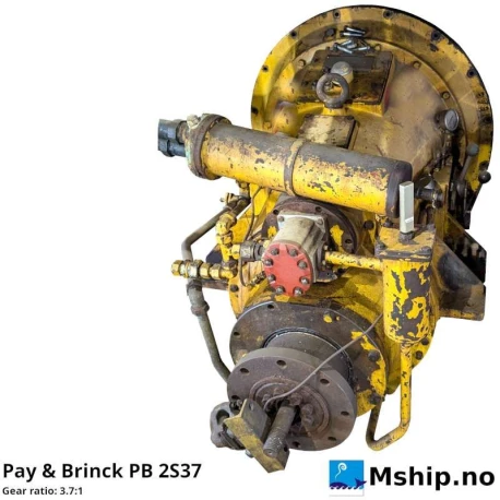Pay & Brinck PB 2S37 — Manufacturer: Pay & Brinck, Model: PB 2S37, Serial number: 25051, Performance specification: Max Input torque N.m 3747, Year: 2001, Rotation direction: Propeller axle output CCW - Counter clock wise  - left rotation, Other: For CPP propeller system.  weight 1050 kg.  SAE 00 housing, Gear ratio: 3.7:1