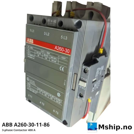 ABB A260-30-11-86 — Manufacturer: ABB, Model: A260-30-11-86, Manufacturers part number: 1SFL531001R8611, Alternative part number: EAN: 7320500212394, Class: RINA ABS DNV, Weight: 6,1 kg