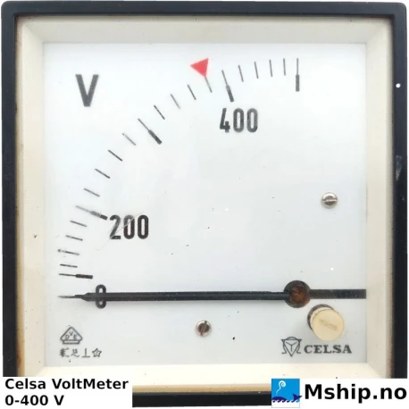 Celsa VoltMeter 0-400 V — Manufacturer: Celsa, Model: 0-400 Voltmeter, Manufacturers part number: EQ96n 0-400 Volt, Volt: 0-400 Volt, HZ: for alternating current 15 - 100 Hz, DIMENSIONs: Front frame (mm) 96x96 - cut out size 92x92 +0,8 mm