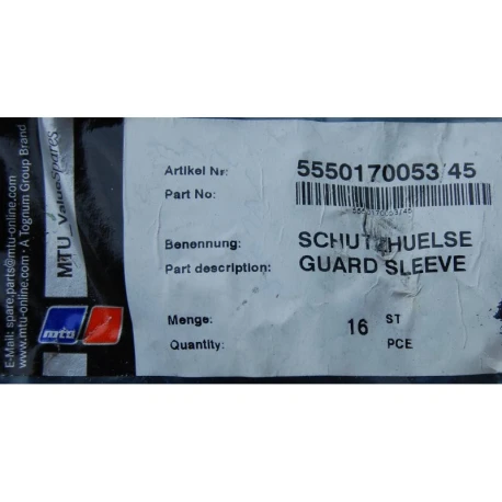 MTU 5550170053 PROTECTIVE SLEEVE - Injector bushing - SCHUTZHUELZE — Manufacturer: MTU, Manufacturers part number: 5550170053