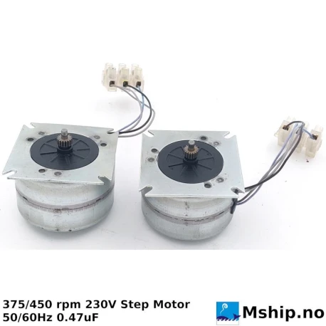 375/450 rpm 230V Step Motor 0.47uF — Model: Step Motor, Manufacturers part number: 136410244301, RPM: 375/450, Other: 0.47uF, Volt: 230V, HZ: 50 / 60