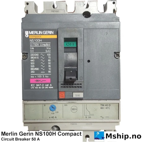 Merlin Gerin NS100H Compact — Manufacturer: Merlin Gerin / Schneider Electric, Model: NS100H Compact, Alternative part number: NS100H, Amps: 50, HZ: 50/60