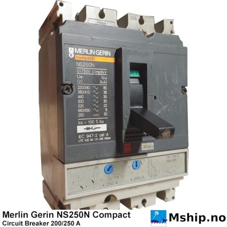 Merlin Gerin NS250N Compact — Manufacturer: Merlin Gerin / Schneider Electric, Model: NS250N Compact, Alternative part number: NS250N, Serial number: NS250 N, Amps: 200 / 250, HZ: 50/60