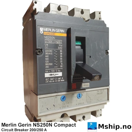 Merlin Gerin NS250N Compact — Manufacturer: Merlin Gerin / Schneider Electric, Model: NS250N Compact, Alternative part number: NS250N, Serial number: NS250 N, Amps: 200 / 250, HZ: 50/60