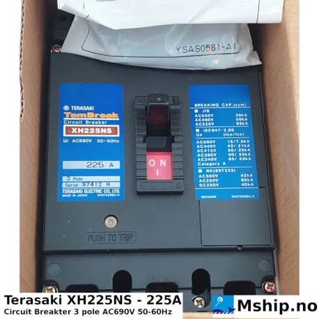 Terasaki XH225NS - 225A — Manufacturer: Terasaki, Model: XH225NS, Serial number: 97412H, Amps: 225, HZ: 50 / 60