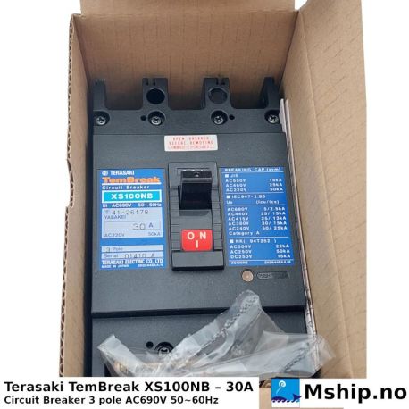 Terasaki TemBreak XS100NB – 30A — Manufacturer: Terasaki, Model: TemBreak, Alternative part number: XS100NB, Serial number: 01410 A, Amps: 30