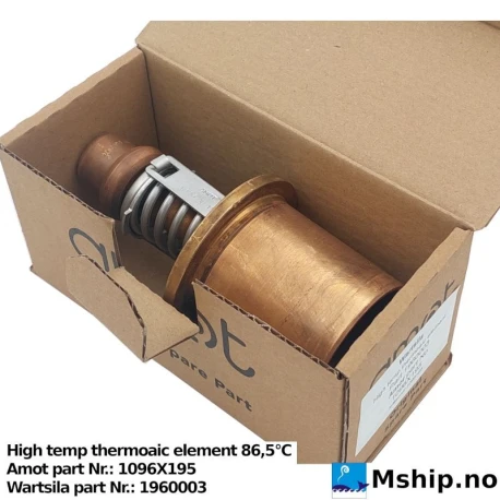Amot 1096X195 Thermostatic element for high temp cooling water 86,5°C — Manufacturer: Amot, Model: 1096X195, Manufacturers part number: 1096195, Alternative part number: 1960003, Working temperature max, celsius degrees: 86,5