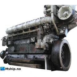 Mirrlees Blackstone ESL6 MK2 M — Manufacturer: Mirrlees Blackstone, Model: ESL6 MK2 M, Serial number: 79KESL6MK293651, Year: 1980, HP: 990, kW: 739, RPM: 915, Cylinder bore: 222.25 mm, Piston Stroke: 292.1 mm, Number of cylinders: 6, Displacement: 67,99 liter, Cylinder configuration: In line, Rotation direction: CCW - Counter clockwise seen from aft