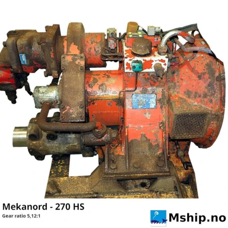 Mekanord - 270 HS — Manufacturer: Mekanord, Model: 270 HS, Alternative part number: 270HS, Weight: 370 Kg including 1 PTO., Gear type: Non Reversing Gearbox  CPP  - to be used with controllable pitch propeller, Gear ratio: 5,12:1