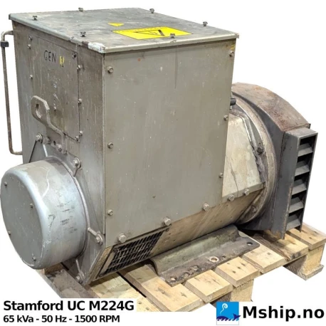 Stamford UC M224G Alternator — Manufacturer: Stamford, Model: UC M224G, Alternative part number: 015086502, Serial number: 0150865/02, Year: 2002, kW: 52, Amps: 98,8, Volt: 380/220, HZ: 50, kVA: 65, cos φ: 0,8