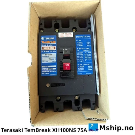 Terasaki TemBreak XH100NS - 75A — Manufacturer: Terasaki, Model: TemBreak XH100NS 75A, Manufacturers part number: XH100NS 75A, Alternative part number: XH100NS75, Amps: 75