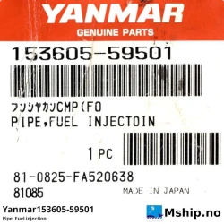 Yanmar 153605-59501 Pipe, Fuel injection — Manufacturer: Yanmar, Model: Pipe, Fuel injection, Manufacturers part number: 153605-59501, Alternative part number: 15360559501