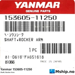 Yanmar 153605-11250 Shaft, Rocker Arm — Manufacturer: Yanmar, Model: Shaft, Rocker Arm, Manufacturers part number: 153605-11250, Alternative part number: 15360511250