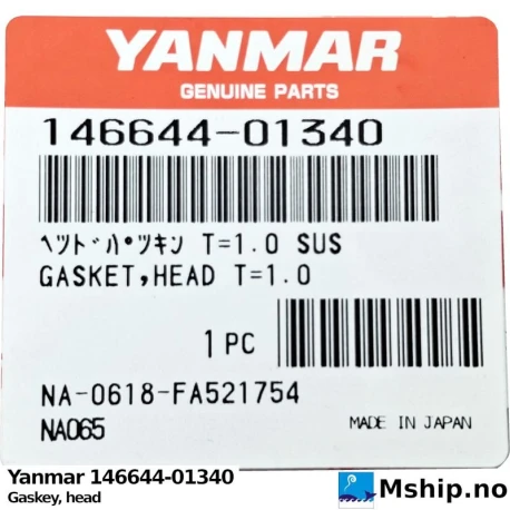 Yanmar 146644-01340 Gasket, head — Manufacturer: Yanmar, Model: Gasket, head, Manufacturers part number: 146644-01340, Alternative part number: 14664401340