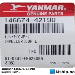 Yanmar 146674-42190 Impeller (CWP-L — Manufacturer: Yanmar, Model: Yanmar Impeller CWP-L N21 Series , Manufacturers part number: 146674-42190, Alternative part number: 14667442190