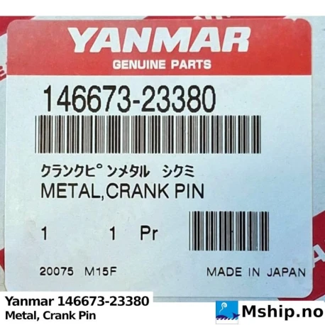 Yanmar 146673-23380 Metal, Crank Pin — Manufacturer: Yanmar, Model: Yanmar Metal, Crank Pin, Manufacturers part number: 146673-23380, Alternative part number: 14667323380
