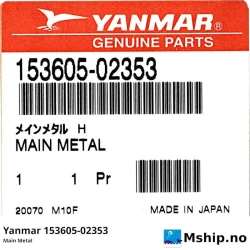 Yanmar 153605-02353 Main Metal — Manufacturer: Yanmar, Model: Main Metal bearing STD size, Manufacturers part number: 153605-02353, Alternative part number: 15360502353