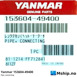 Yanmar 153604-49400 Cooling water connecting pipe N280 — Manufacturer: Yanmar, Model: Cooling water connecting pipe N280, Manufacturers part number: 153604-49400, Alternative part number: 15360449400