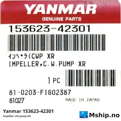 Yanmar 153623-42301 Impeller, CW pump XR — Manufacturer: Yanmar, Model: Impeller, CW pump XR N280 engine, Manufacturers part number: 153623-42301, Alternative part number: 15362342301