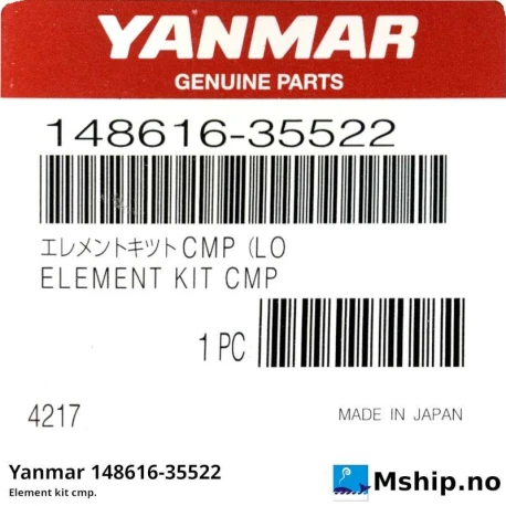Yanmar 148616-35522 Element kit cmp. — Manufacturer: Yanmar, Model: Element kit cmp, Manufacturers part number: 148616-35522, Alternative part number: 14861635522