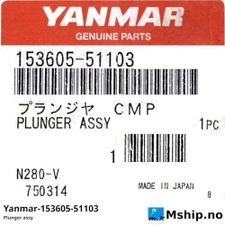 Yanmar 153605-51103 Plunger assy N280 — Manufacturer: Yanmar, Model: Plunger assy N280, Manufacturers part number: 153605-51103, Alternative part number: 15360551103