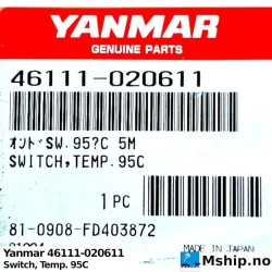 Yanmar 46111-020611 Switch, Temp. 95C — Manufacturer: Yanmar, Model: Switch, Temp. 95C, Manufacturers part number: 46111-020611, Alternative part number: 46111-020611