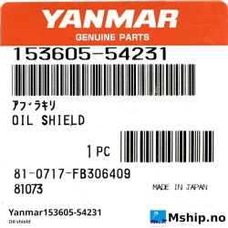 Yanmar153605-54231 Oil shield — Manufacturer: Yanmar, Model: Oil Shield, Manufacturers part number: 153605-54231
, Alternative part number: 15360554231, Weight: 0,5 kg