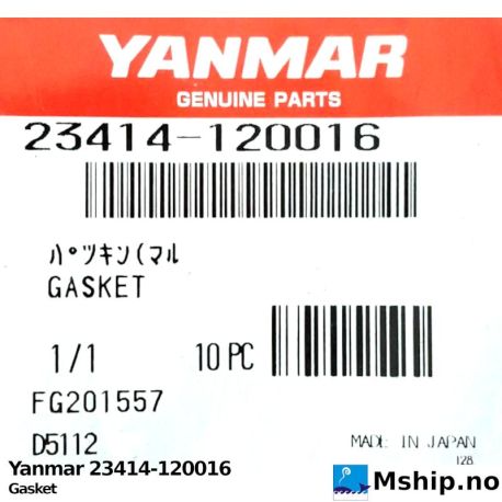 Yanmar 23414-120016 Gasket — Manufacturer: Yanmar, Model: Gasket, Manufacturers part number: 23414-120016, Alternative part number: 23414120016
