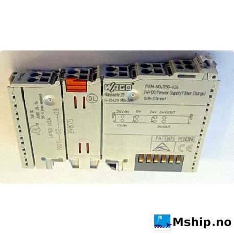 Wago 750-626 SupplyFilter. 24VDC, 750 Series    https://mship.no