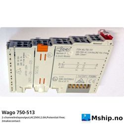 Wago 750-513 2-channelrelayoutput AC250V 2.0A Potential-free 2 makecontact  https://mship.no