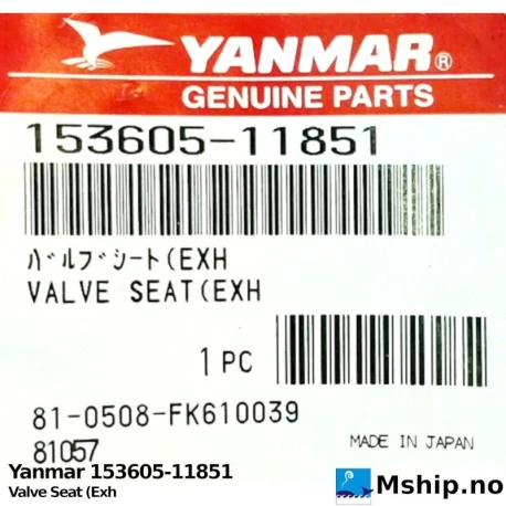 Yanmar 153605-11851 Valve Seat (Exh — Manufacturer: Yanmar, Model: Valve Seat (Exh, Manufacturers part number: 153605-11851, Alternative part number: 15360511851
