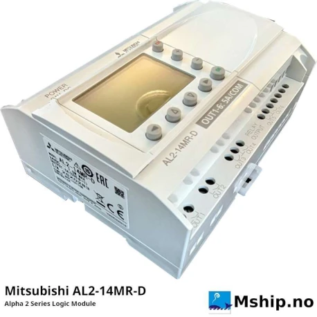 Mitsubishi AL2-14MR-D — Manufacturer: Mitsubishi, Model: Alpha 2 Series Logic Module, Manufacturers part number: AL2-14MR-D, Alternative part number: AL214MRD, Class: DNV Approval, Weight: 50 gram, Volt: 24 Volt input