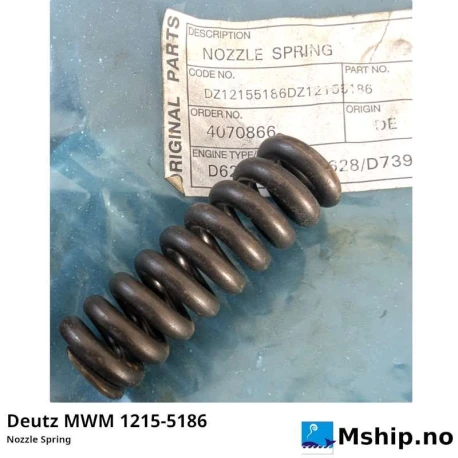 Deutz MWM 1215-5186 Nozzle Spring — Manufacturer: MWM / L'Orange, Model: Nozzle spring, Manufacturers part number: 1215-5186, Alternative part number: 12155186