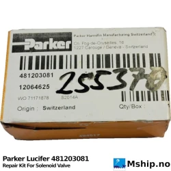 Parker Repair Kit 481203081 For Solenoid Valve — Manufacturer: Parker / Leobersdorfer Maschinenfabrik LMF, Model: 481203081, Alternative part number: 255370, Volt: 120V 60 Hz  /  110-115V 50 Hz